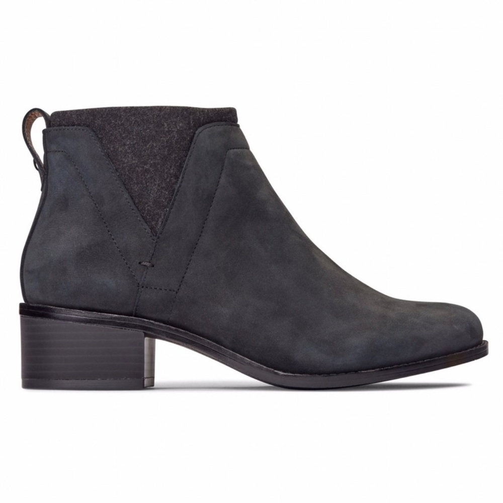 Vionic Joslyn Suede Leather Wool Ankle Booties in Charcoal